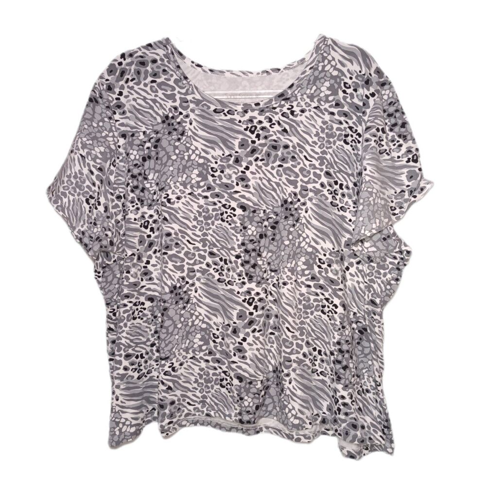 Sport Saavy Womens Plus Animal Print Tee Shirt Size 3X